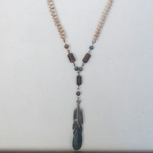 SkyDrops Y-shaped Necklace with Snake Bones